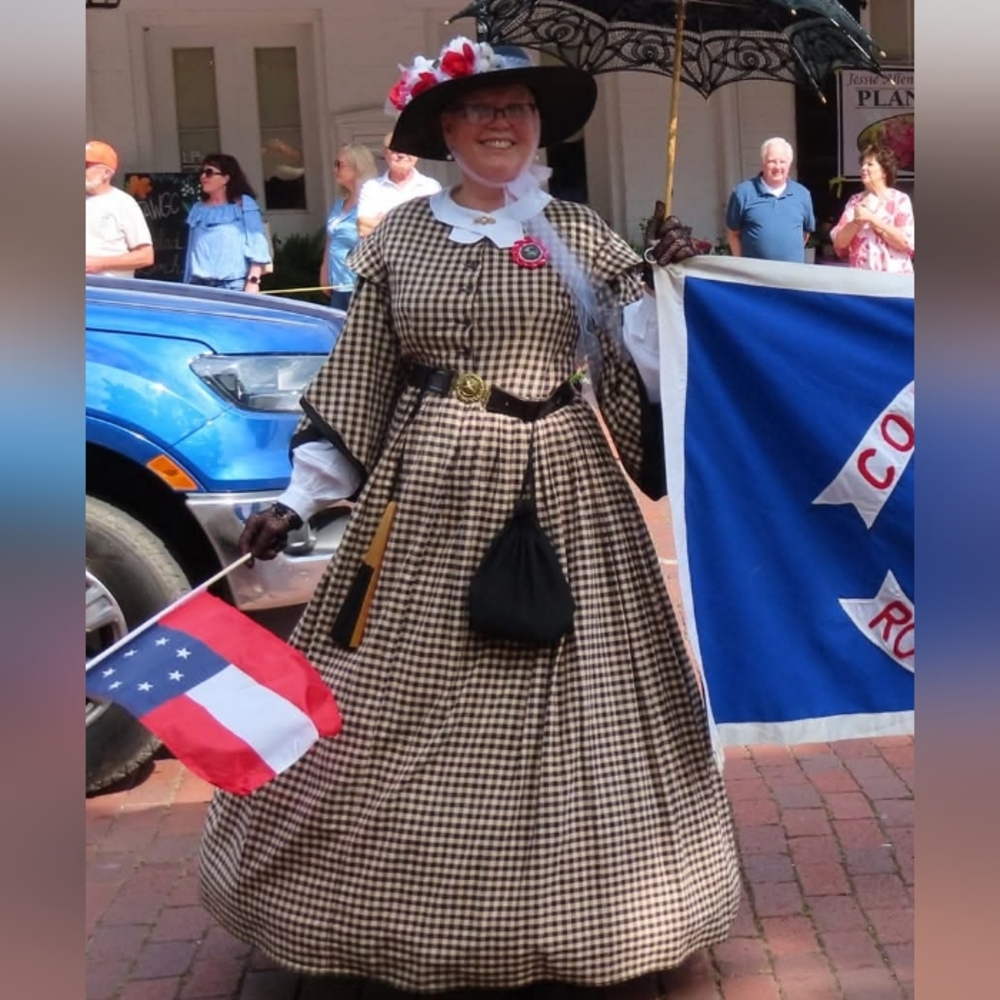 Vintage Checkered Dress For Living Historians, Civil War Reenactors, Victorian